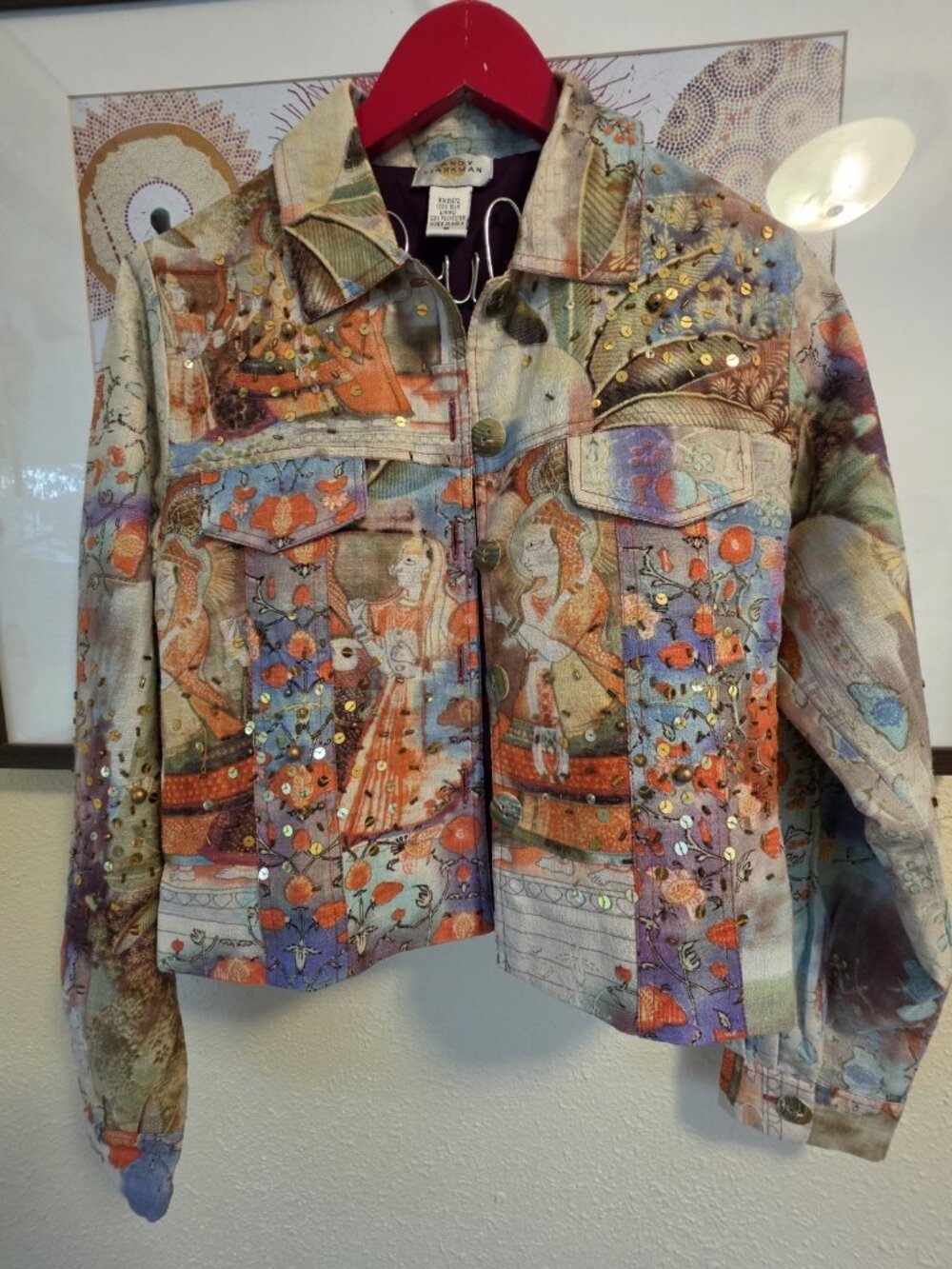 NEW Sandy Starkman Jacket Beaded Sequins Silk Medium